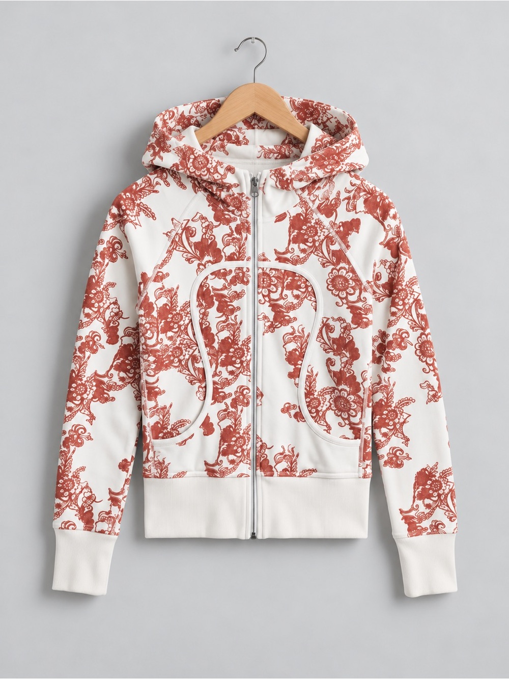 Rare Vintage Lululemon Special Edition Paisley Scuba Full Zip Hoodie Red White